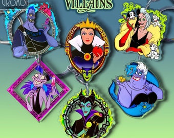 Disney VILLAINS - Evil Queen, Ursula, Cruella de Vil, Maleficent and Hades - Keychain (6cm), accessory Disney Villains