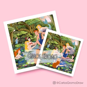 Peter Pan and Wendy,  Neverland - Illustration, Art Prints, Decoration