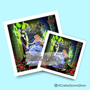 Dornröschen, Aurora, Maleficent - Illustration, Kunstdrucke, Dekor