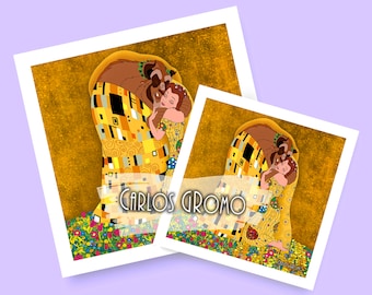 Gustav Klimt &quot;The kiss&quot;, Beauty & the Beast - Illustration, Art Prints, Decoration