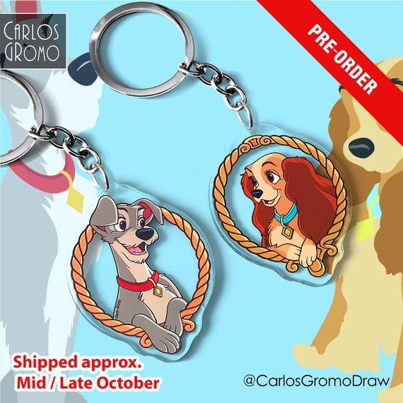 PREORDER - La Dama y el Vagabundo - Llavero (7 cm), accesorio Disney, Lady and the Tramp, Parejas Disney
