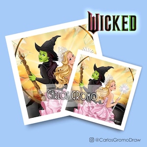 Wicked – Elphaba und Glinda | Illustration, Kunstdrucke, Wicked Musical Fan-Dekor