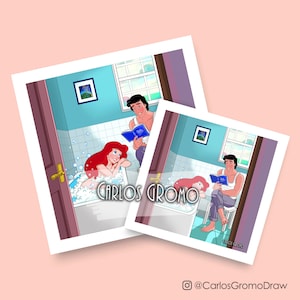 The Little Mermaid, Ariel and Eric - Illustration, Art Prints, Decoration
