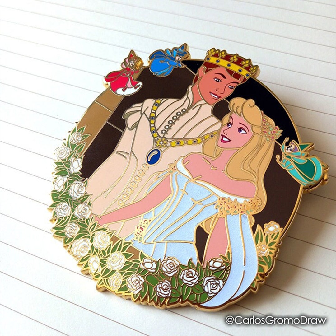Sleeping Beauty Hard Enamel Pin large, Aurora & Philip Wedding limited  Edition -  Hong Kong