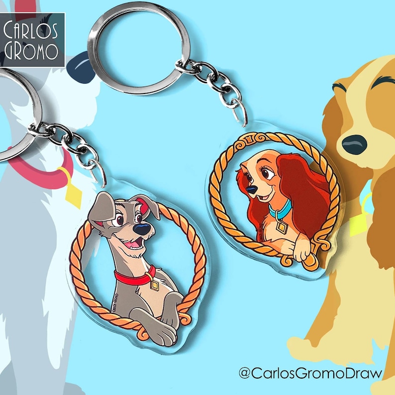 FÖRBESTÄLLNING - Lady och Lufsen - Nyckelring (7 cm), Disney-tillbehör, Lady och Lufsen, Disney-par bild 2