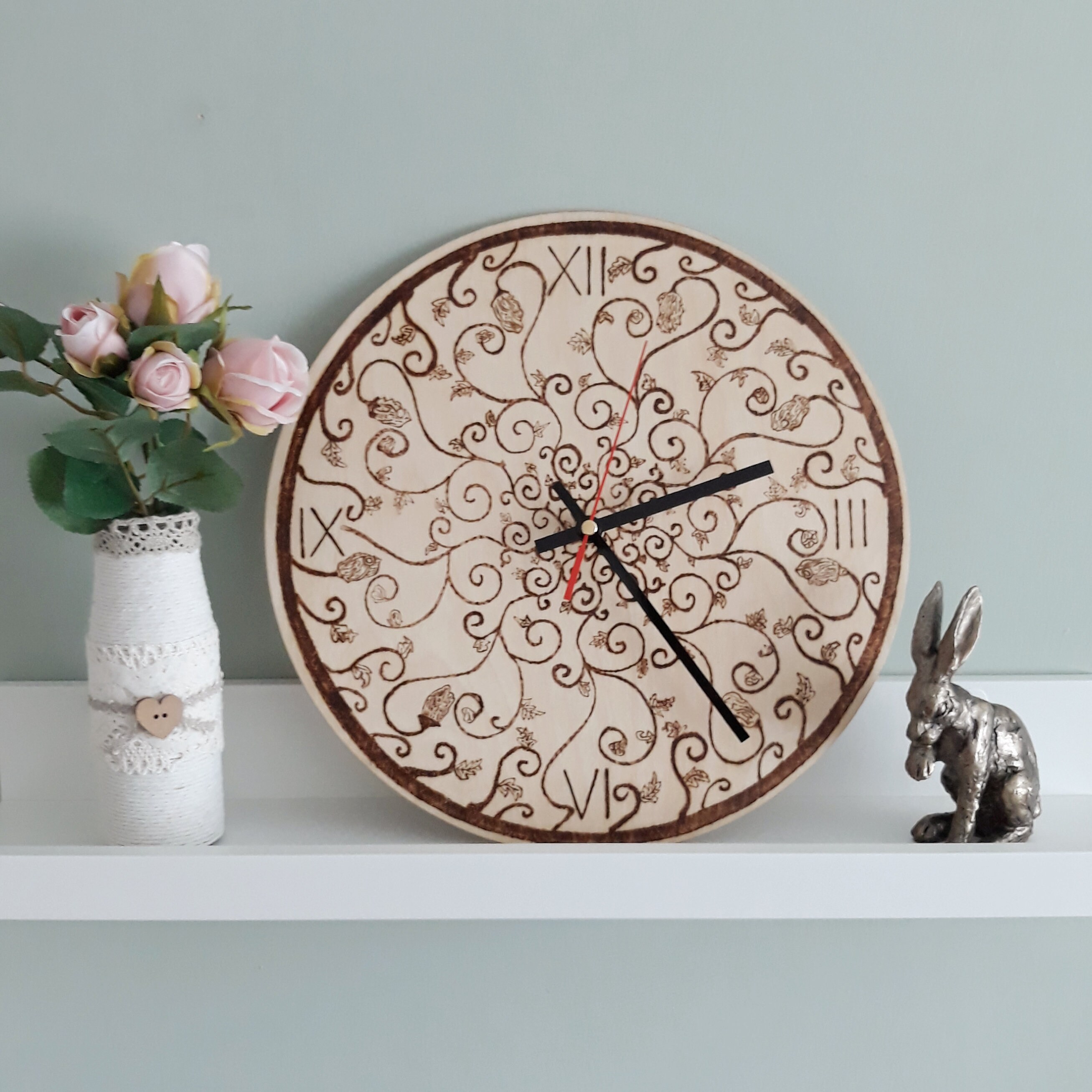 Analogue Wall Clock Pyrography Various Designs - Etsy