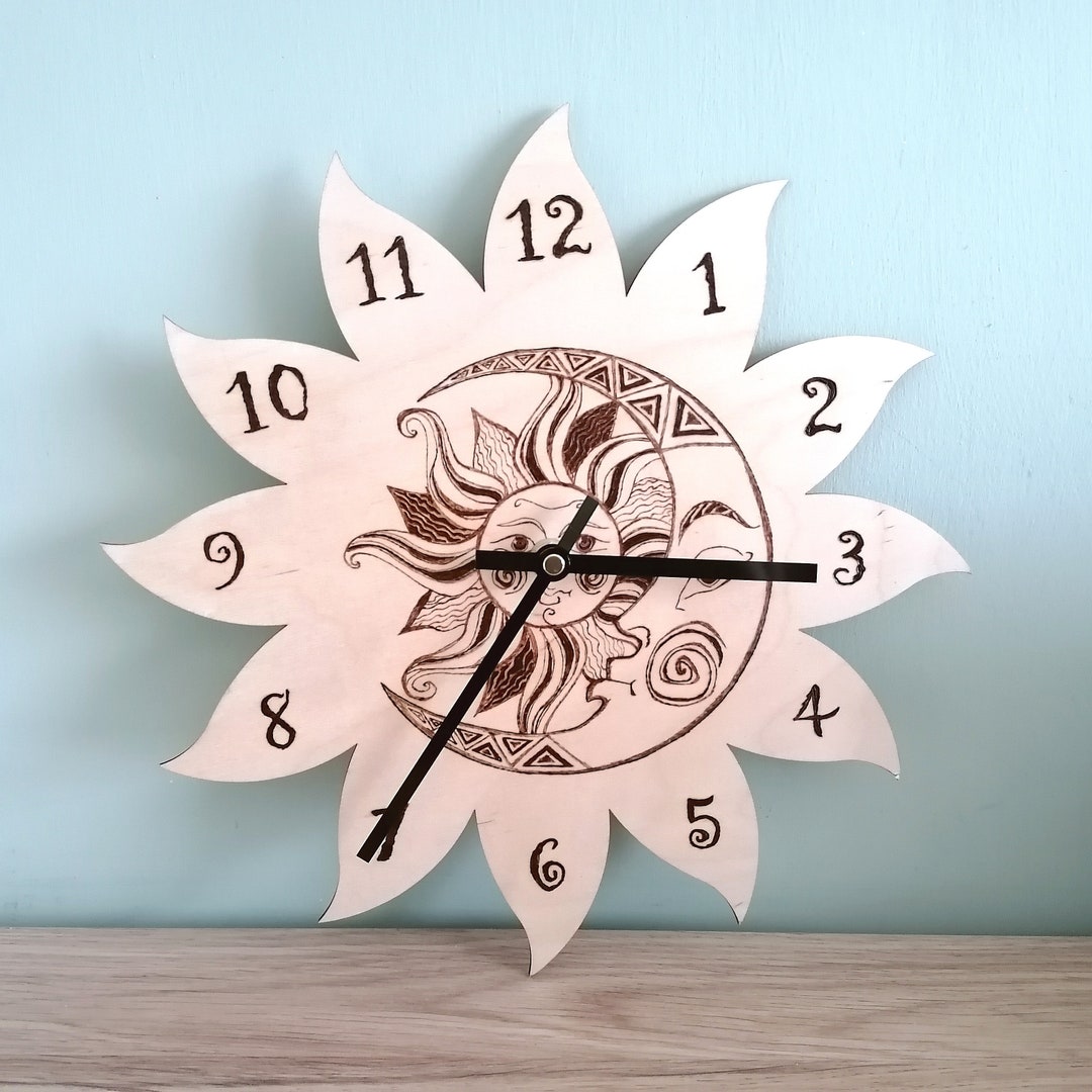 Analogue Wall Clock Pyrography Various Designs - Etsy