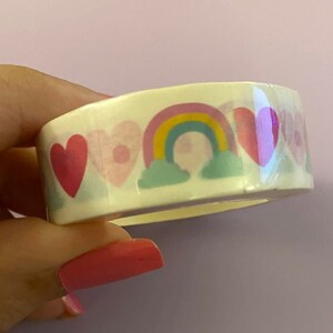 Big Roll of Rainbow Washi Tape, Rainbow Heart Washi Tape roll, Sample Washi Tape, Love Washi Tape Roll, Rainbow with Hearts Washi Tape Roll
