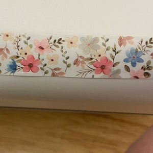 Big Roll of Multi Colored Flowers Washi Tape, Pretty Flower Washi Tape roll, Flowers with blue background Washi Tape