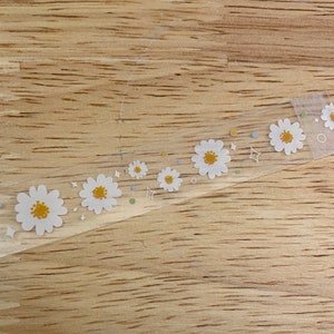 Daisy Washi Clear Tape, Daisy Clear Tape, Clear Decorative Tape, Cute Daisy Tape