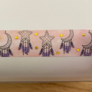 Goudfolie dromenvanger Washi-tape ster en maan, washitape maan en ster, zelfklevende maskeringstape, schattige nachtvanger-washi-tape