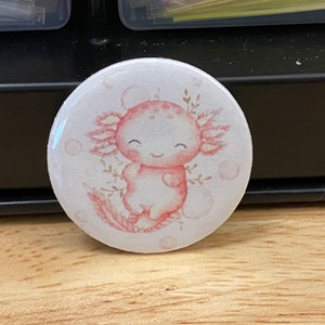 Cute Axolotl 1.25&quot; Button Pin or 2.25&quot; Button Pins option, Axolotl Design, Back Pack Decoration, cute Axolotl