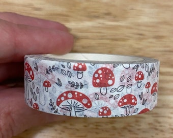 Big Roll Red Spotted Mushrooms Washi Tape, Big Red and White Mushrooms Washi Tape, Mushrooms Washi Tape roll, Mushroom Washi Tape