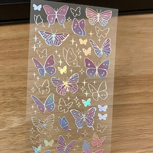 PET Washi Tape Butterfly, Pretty Butterfly Clear Tape, Butterfly Clear Holographic Tape