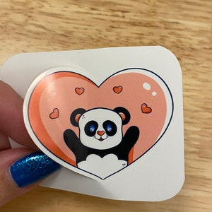 Happy Panda Love Sticker, Heart Backed Panda sticker, Panda Bear with Heart Sticker, Panda holding Heart