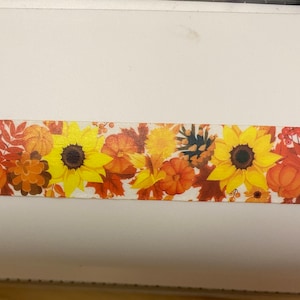 Autumn Sunflower Washi Tape, Fall Flowers Washi Tape roll, Sample Washi Tape, Fall Floral Washi tape, Sunflower and Pine Cones