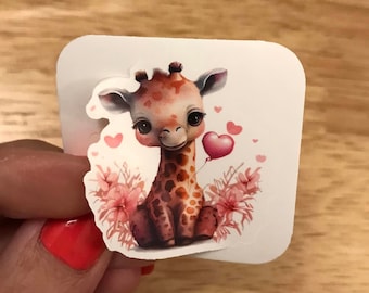 Valentine Giraffe Sticker,Cute Giraffe Sticker,| Giraffe with heart Sticker