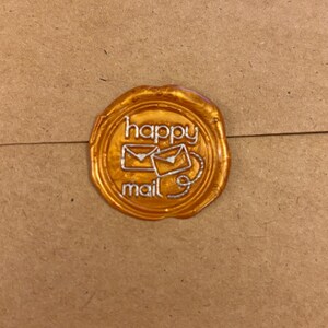 Selo de cera Happy Mail, selo de convite, selo de cera de envelope, selo de convite de festa, selos de cera autoadesivos, selos de cera, selos de carta vintage