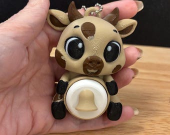 Portachiavi a forma di mucca maculata con clic, portachiavi a forma di mucca stampato in 3D, portachiavi con clic, portachiavi a forma di mucca personalizzato, portachiavi a forma di mucca con clic