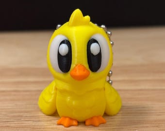 Pulcino stampato in 3D, portachiavi a forma di pulcino, portachiavi a forma di pulcino, portachiavi