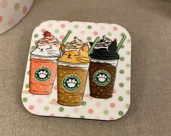 Coffee Cat Magnet for Fridge, Cat Coffee Magnet, Fridge Magnet, Locker Magnet, Cute cat magnet