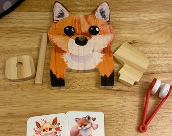 Red Fox Glasses Holder, wooden sun glasses stand, fox glasses stand, Cute Bundle set, Fox Stand, Fox Bundle, Fox Stickers