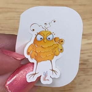 Angry Baby Chick STICKER, Cute Chicken sticker, Laptop sticker, Fluffy Yellow chicken sticker,  Holographic option, Baby chick sticker