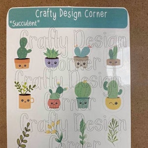 1&quot; Succulent Planner STICKER, Planner Sticker,  Cute Cactus Sticker, Cactus Sticker, Succulent with face sticker