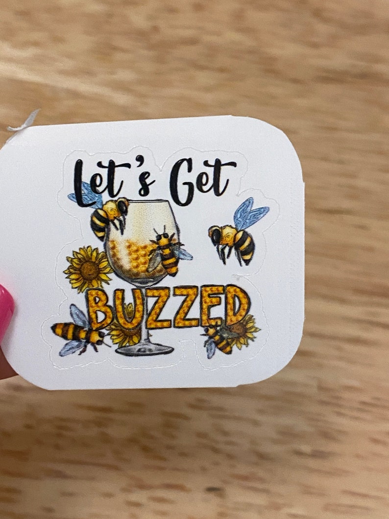 Lets Get Buzzed Sticker, Cute Bee Sticker, Honey Drinks Sticker - Etsy