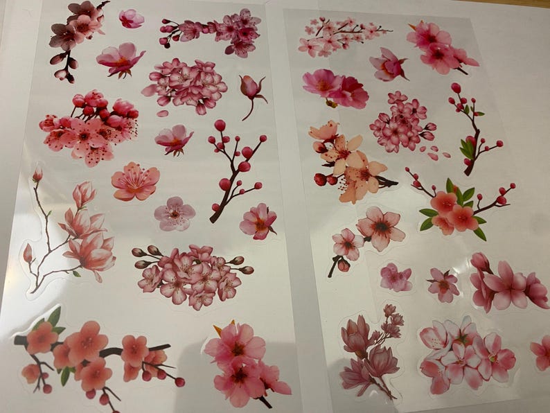 Pink Cherry Blossoms Sticker Sheet, PET Washi Tape Cherry Blossoms ...