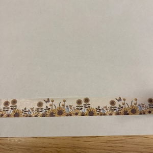 Big Roll of Autumn Sunflower Washi Tape, Sunflower Washi Tape roll, Pretty Sunflower strip Washi Tape Roll, Adhesive Masking Tape