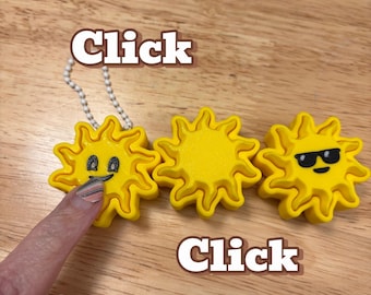 Sol fidget clicker, Solklickare, Leende på sol fidget clicker nyckelring