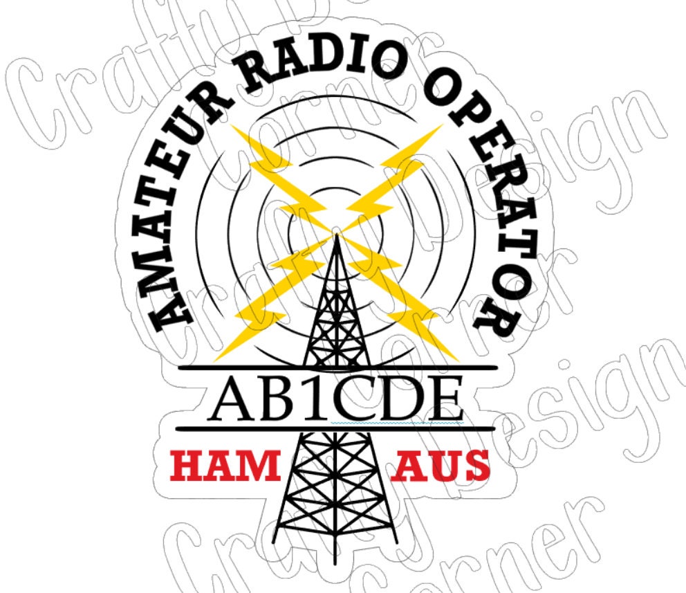 AUS HAM Radio With Call Sign Sticker Split Call Sign