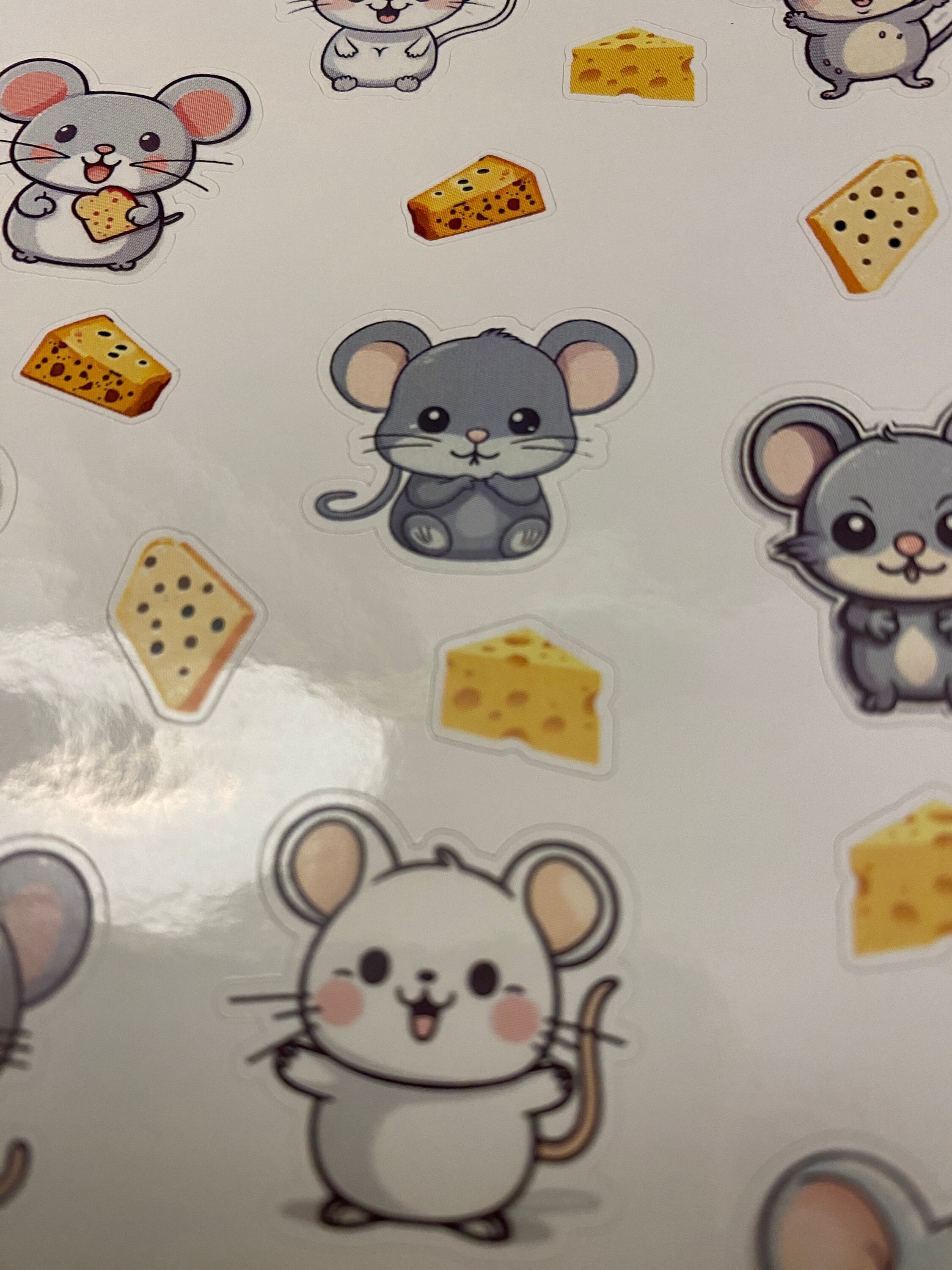 Mouse Pattern Sticker 16 Mice Sticker Sheet With Cheese, Cute Mice With Cheese, Kawaii Mice ...