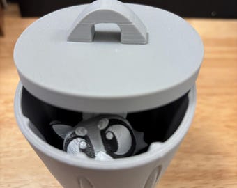 Portachiavi a forma di procione con cestino, portachiavi a forma di procione stampato in 3D, cestino con portachiavi a forma di procione