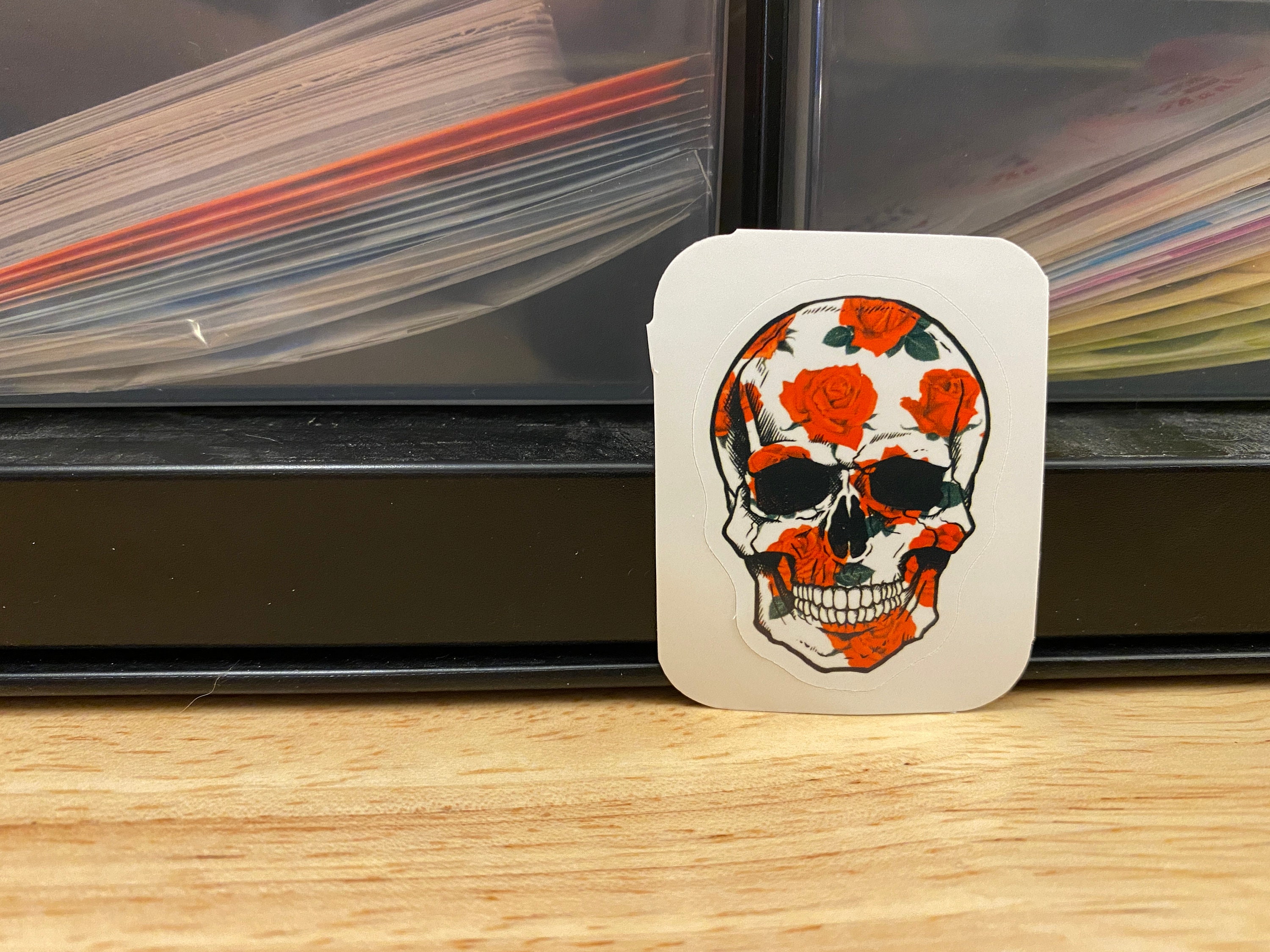 Skull With Roses Sticker, Skull With Flowers Sticker, Skull Sticker - Etsy