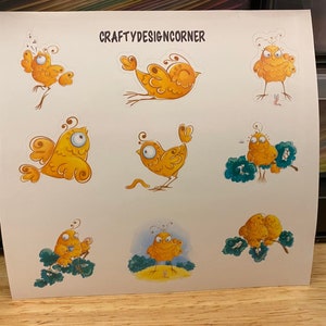 Sheet of Cute Baby Chick Stickers, Cute Chicken Stickers, Chicken Stickers, Chick Sticker Sheet, Cute Baby Chick
