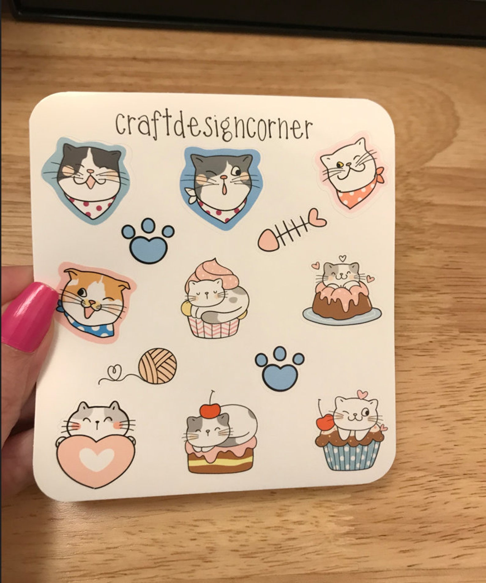 Sheet of Cute Hungry Cat Stickers, Cat Sticker Sheet, Cat Food Sticker ...