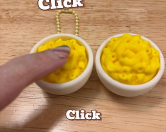 Mac n Cheese fidget clicker, mac n cheese clicker, food fidget clicker keychain