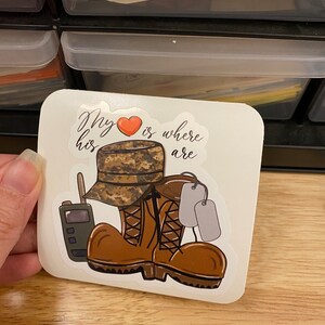 My heart is where his Boots are STICKER, Military Boots sticker, Laptop sticker, Air force sticker, military sticker