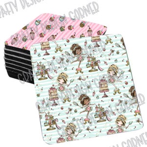 Baking coaster, Bakers Coffee Coaster, Soft Top 4&quot; Coaster, Cupcake coaster, single coaster, or set of Coaster, cooking coasters, Cute Baker