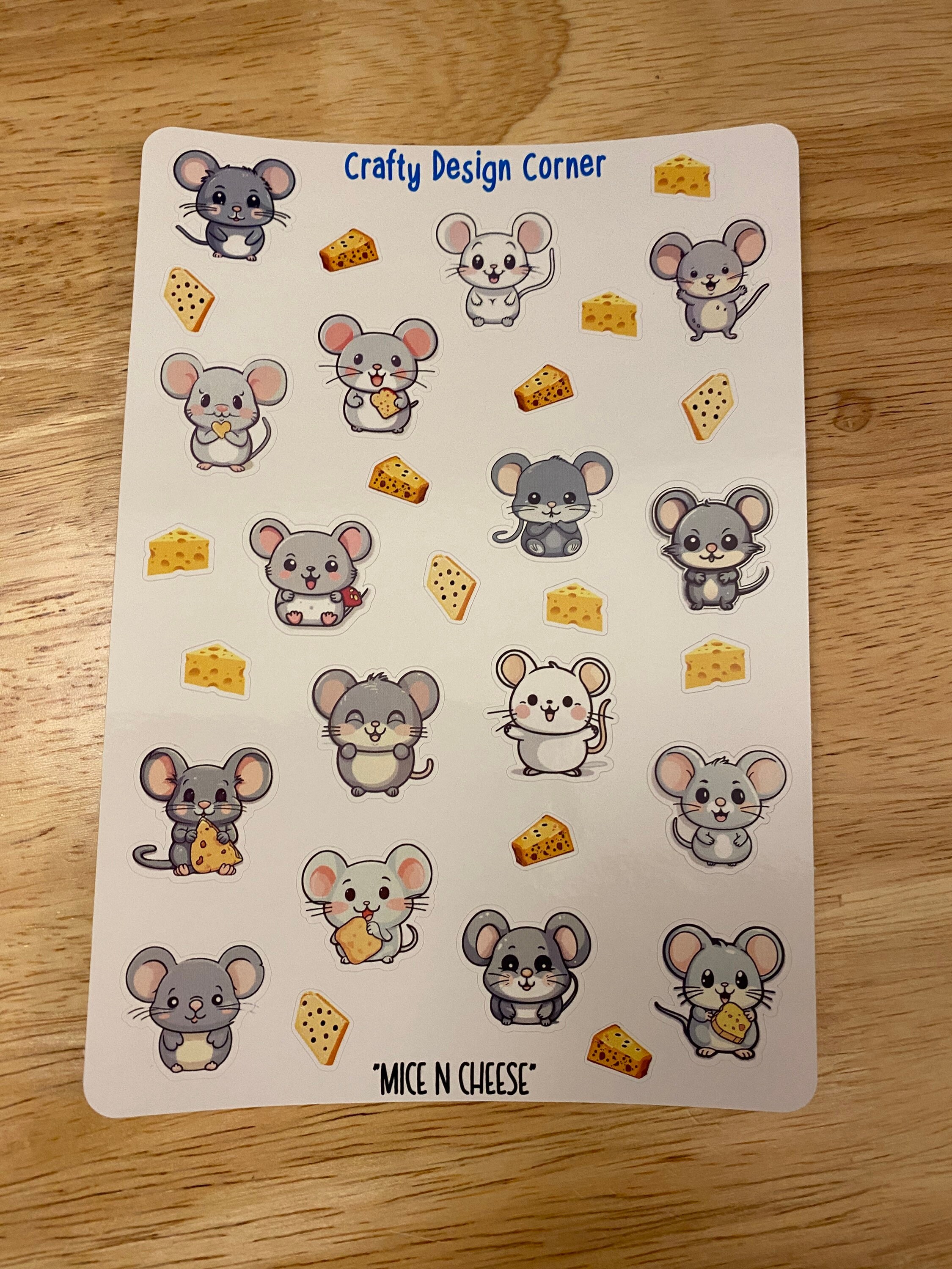 Mouse Pattern Sticker 16 Mice Sticker Sheet With Cheese, Cute Mice With Cheese, Kawaii Mice ...