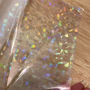 Bleidruck 12 x 20 ft Holographic Clear Vinyl Glitter Holographic Sticker Paper Self Adhesive Waterproof Transparent Overlay Film Holographic