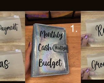 Budget Binder with 4 Cash Envelops Smooth Sparkle Blue Glitter Budget Binder with Design in Vinyl, Budget Binder, Cash Savings, A6 Binder