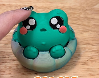 Clicker a forma di rana da scrivania, rana antistress per l'ufficio, rana antistress, clicker a forma di rana stampato in 3D, clicker a forma di rana
