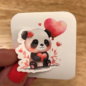 Valentine Panda Sticker, Cute Panda with hearts Sticker, Panda with heart Sticker