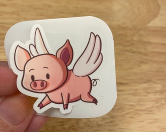 Flying Pig STICKER, Cute Pig with Wings Flying sticker, Laptop sticker, Holographic option, Pig Flying in air sticker