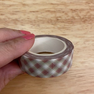 Big Roll of Pink Rose Gold Looking Grid Lattice Washi Tape, Criss Cross Washi Tape roll, Adhesive Masking Tapes, Checkered Washi Tape