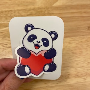 Panda Love Sticker, Panda sticker, Panda Bear with Heart Sticker, Panda holding Heart
