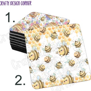 Honey Bee Coaster, Cute Honey Comb Designed Coffee Coaster, Bee with Honeycombs coaster, single coaster, or set of Coaster